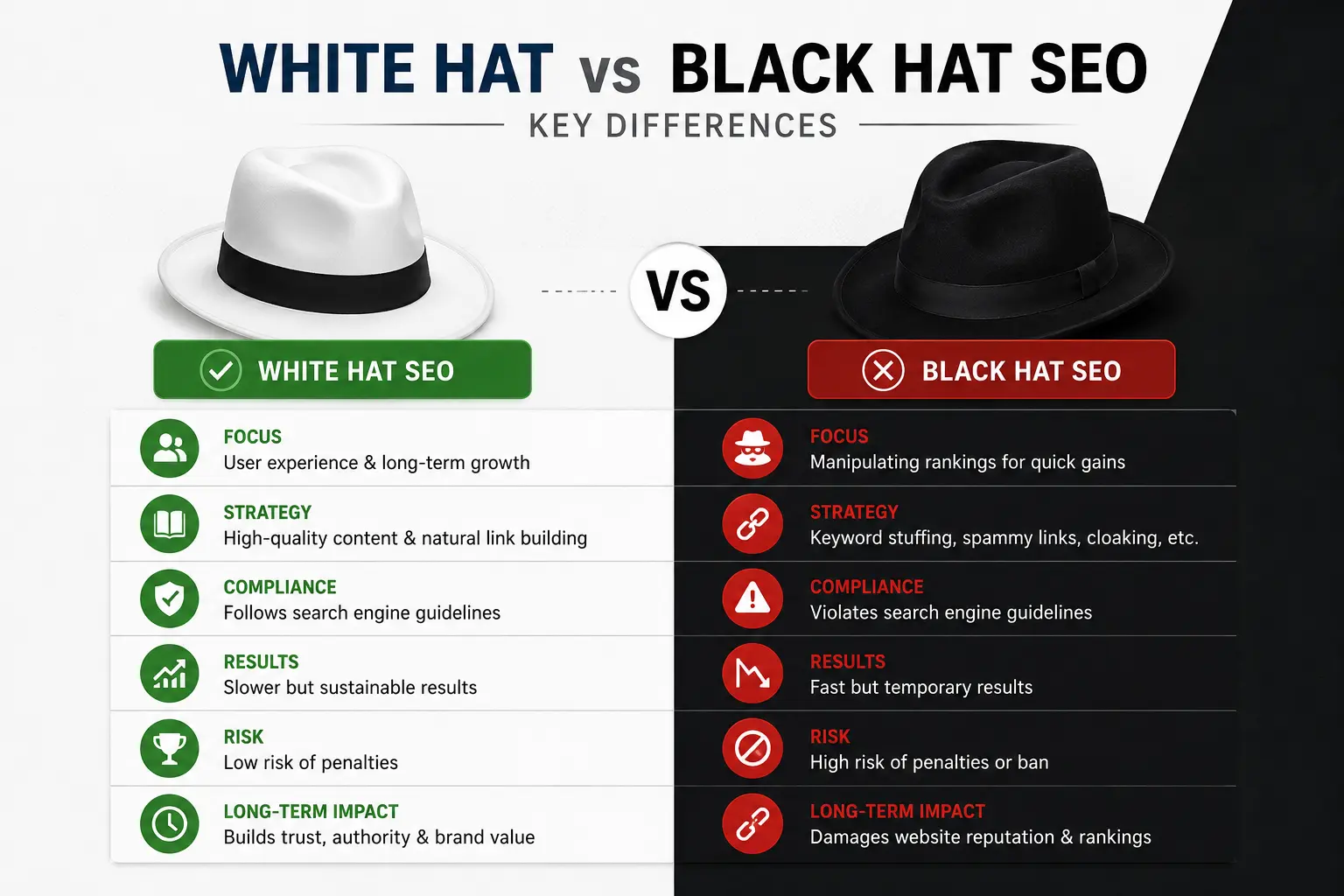 White Hat vs Black Hat SEO Key Differences